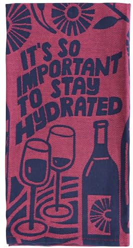 Blue Q It's So Important to Stay Hydrated Woven Jacquard Dish Towel - Funny Kitchen Towels, 100% Cotton, Durable, Soft & Super Absorbent, Machine Washable & Fade-Resistant, Gift Ideas, Size 28 x 21 | Cute Hand Towels, Dish Towels for Kitchen with 100% cotton fabric, absorbent design, vibrant patterns, durable everyday use