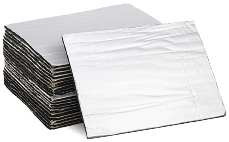 STOBAZA Lot de 20 Tapis D’isolation Phonique Auto-adhésifs pour Voiture, Fibre de Verre, Caoutchouc et Éponge, Isolation Thermique et Absorption du Bruit pour Moteur et Échappement