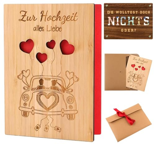 Ziyonix Tarjeta Felicitación Boda Elegante, Tarjeta de Boda de Madera Tarjeta de Regalo de Felicitacion de Madera Tarjetas de Felicitación para Cumpleanos Bodas y San Valentin