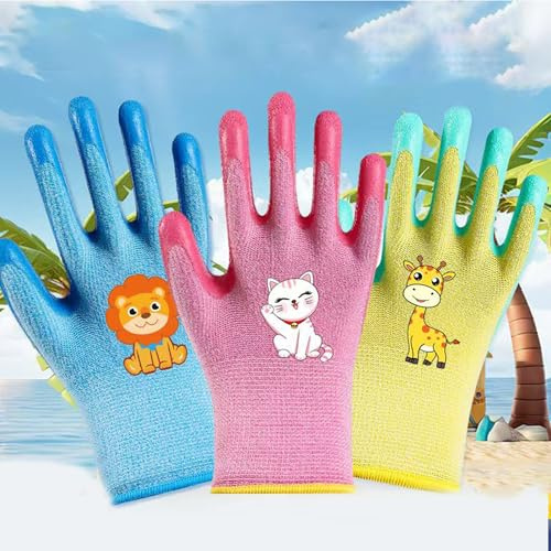 HUSHAX 3 Coppie Di Guanti Da Giardino Per Bambini, Attrezzature Di Protezione Del Lavoro, Guanti Di Protezione, Accessori Per Il Mare, Strumenti Traspiranti Ad Alta Elasticità, Adatto Per 3-5 Anni