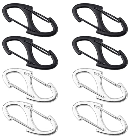 BOXOB 8pcs Clips de Fermeture Éclair Antivol, Double Face Mini S Mousqueton Clip Cadenas Sac Main Accessoires pour Bagages Valises Sacs à Dos Sacs à Main Tentes Clés