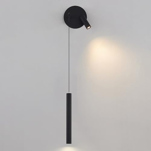 Spotlight a LED, Lampada a Parete in Metallo Nero, Luce murale a Tubo Lungo con lampade da Parete di Illuminazione Decorativa Regolabile, Flauto, luci da Parete da Letto a Letto