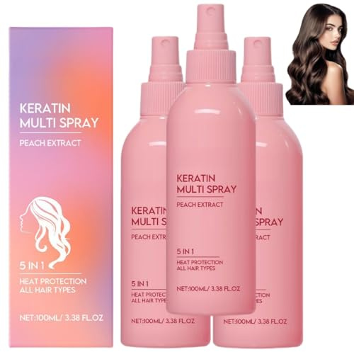 Keratin-Haarspray, feuchtigkeitsspendendes 5-in-1-Haarspray ohne Auswaschen, ölregulierend, glänzend, leicht feuchtigkeitsspendend, langanhaltend duftend
