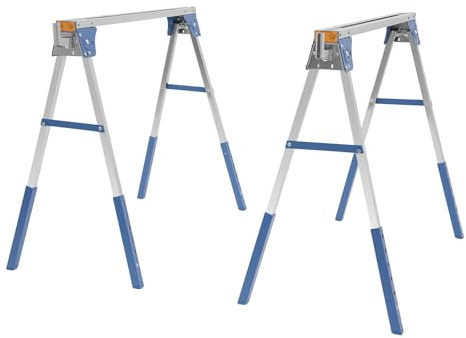 2PCS Saw Horse, Folding Saw Horse Twin Pack, Heavy Duty Work Bench with 4 Removable Hooks, Portable Cutting Horse for Sawing Work