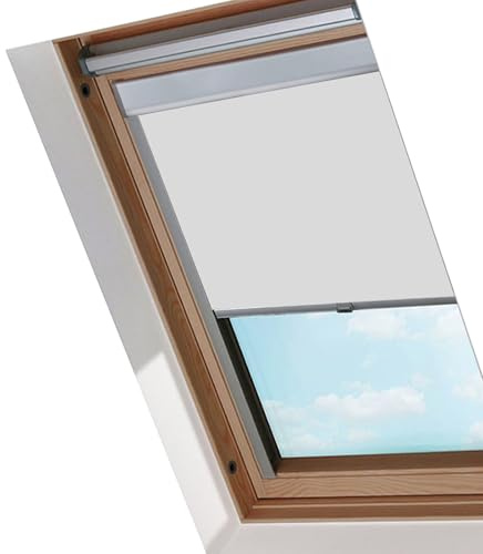 Peviasot Verdunklungsrollo, Dachfenster Rollo mit Bohren, Fensterrollo mit 206 (50,7 * 97,4 cm), Wärmedämmung und Beschattung, Anti-Spionage und Feuchtigkeitsbeständig, Aluminium-Rahmen, Grau
