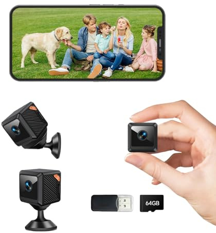 Mini Telecamera Spia Nascosta, 1080P Microcamera Spia, Telecamera Nascosta, Telecamera Wifi Interno Senza Fili, 4K HD 2,4 GHz, Supporto per App Mobili iOS/Android, Adatta per Casa/Ufficio/Veicoli/Inte