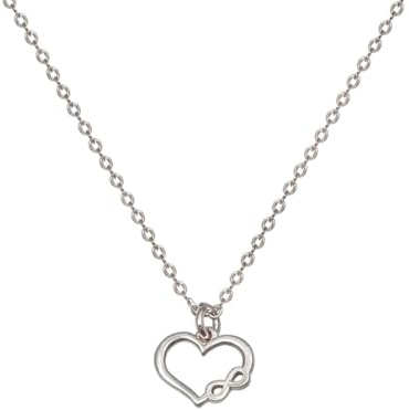 CHIGUAGUA Silverhalsband med hjärta och oändligt hänge, 38 + 4 cm kedja, 9 x 7 mm berlock, elegant halsband för kvinnor