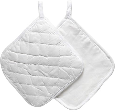 Topflappen weiß, wattiert, 100% Baumwolle (20x20cm, 12, stück)