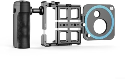Feeshoppher Set di clip per gabbia per telefono cellulare con manico wireless e supporto stabilizzatore anti vibrazione, per live streaming all'aperto, registrazione video e fotografia di viaggio