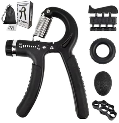 Pinza for mano Palestra Espansore for polso Rafforzatore for Dinamometro regolabile Impugnatura for dito Allenatore for avambraccio Recupero muscolare(1 Set Black)