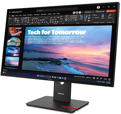 Lenovo ThinkVision T27QD-40 27 Zoll QHD Monitor mit Webcam – IPS, 99% sRGB, 120Hz, USB-C Docking mit 100W, RJ45, Eye Comfort, ergonomischer Stand, ideal für Homeoffice & Business