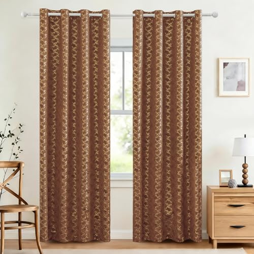 Ystyle Cortinas Salon Terciopelo 2 Piezas con Ojales, 140x280cm, Cortinas Termicas Aislantes Frio Y Calor, Modernas Suave Cortina Habitacion Terciopelo, Caramelo