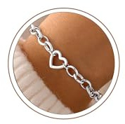 Turandoss Herz Armband Damen Gold/Silber, 14K Vergoldete Herz Armbänder Stapelbare Gliederarmband Gold Silber Büroklammer Armband Geschenke für Frauen Teenager Mädchen Freundin Mama Schmuck