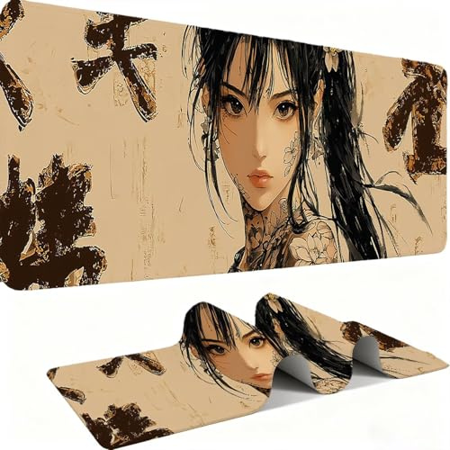 Tapis de Souris 600x300mm Tapis Souris Gamer, Mousepad de Bureau Ultra Mince Base en Caoutchouc Antidérapante Lavable Vitesse et précision Améliorées pour PC, Ordinateur, Travail-Belle Fille 1 C0P-260