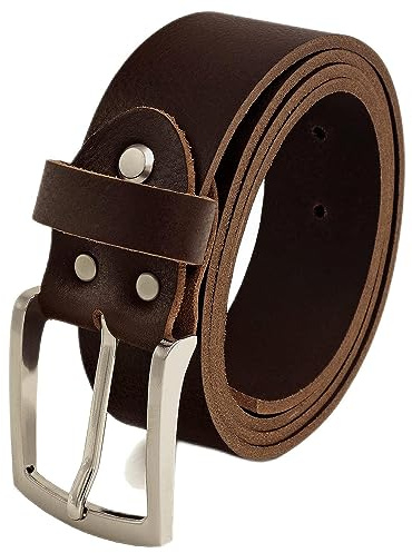 Fa.Volmer ® Gürtel Herren Ledergürtel aus Büffelleder für Männer Jeans Anzug Echtleder Braun 38mm breit kürzbar #GBr40Narb (Bundweite 120cm)