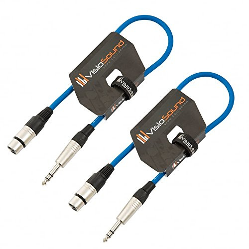 Female XLR 6.35mm Stereo TRS Jack Lead Audio Cable 2 Pack 0.5m Blue/Blue | 2 x Noiseless OFC Balanced Signal, Audio, Patch Cable / 4 Colours