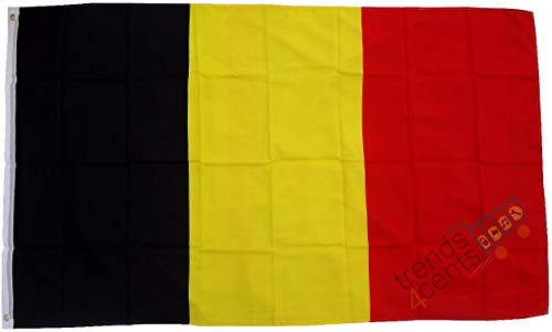 Top Qualität - Flagge BELGIEN Blegium Fahne, 250 x 150 cm, EXTREM REIßFEST, Keine BILLIG-CHINAWARE, Stoffgewicht ca. 100 g/m², sehr robust, extra starke Messing-Ösen - mehrfach umlaufend genäht