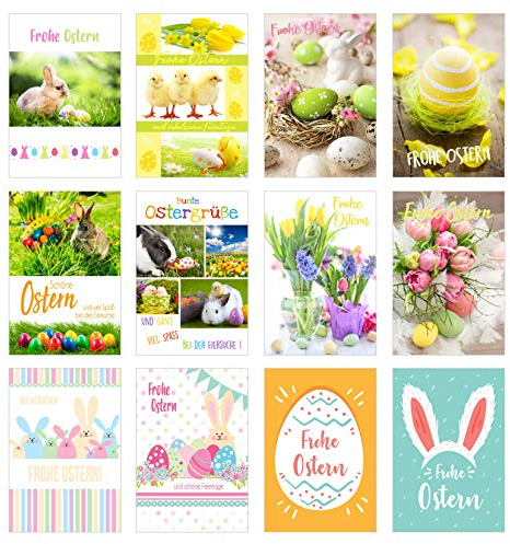 Edition Seidel Set 12 Premium Osterkarten mit Umschlag (Doppelkarten/Klappkarten mit Briefumschlag) Karte Postkarte Ostern (20165z)