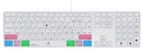 MMDW Logic Pro X Shortcuts Silikon-Tastatur-Schutzhülle für iMac G6, Aluminium-Tastatur, MB110B/B (A1243), Nummernblock, EU/US-Version