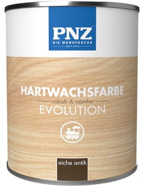 PNZ Hartwachsfarbe evolution für Innen | Nachhaltig hergestellt mit regionalen Rohstoffen | besonders strapazierfähig | Arbeitsplatten, Holzmöbel, Holz-Boden, Gebinde:0.75L, Farbe:eiche antik