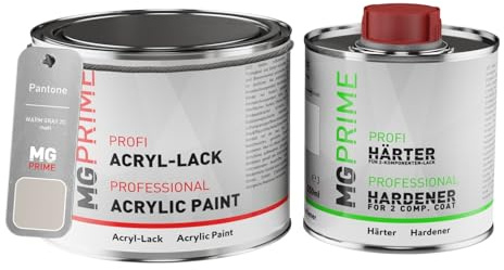 MG PRIME Pantone WARM GRAY 2C Warm Grey Peinture acrylique mate Pot de 0,75 litre / 750 ml, y compris le durcisseur