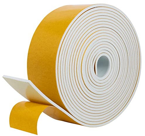 fowong Self Adhesive Weatherstripping 50mm Wide X 3mm Thick X 5m Long White Colour Closed Cell Foam Tape Home Window Door Draught Excluder
