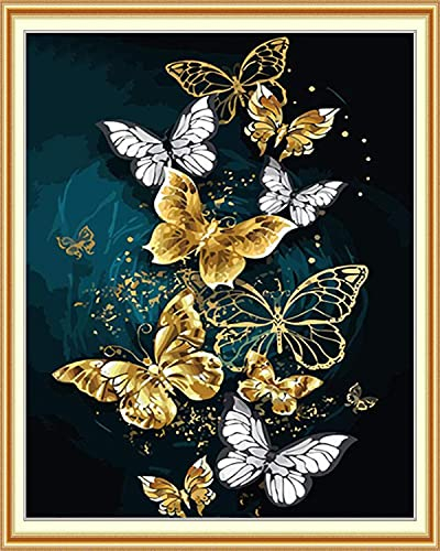 Maysurban Stickerei Set Kreuzstich Starter Kit Vorgezeichnet zum Sticken für Anfänger Stickset zum Selbersticken Cross Stitch Home Decor 35x50cm Schmetterlinge