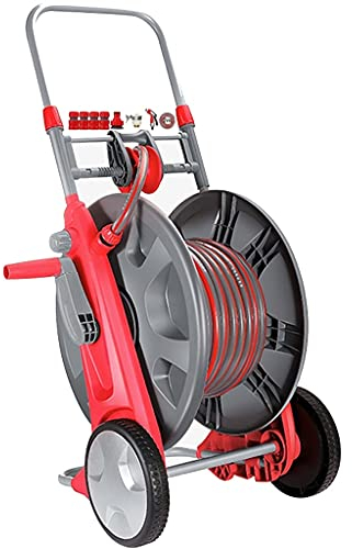 ZYCSKTL Gartenschlauchtrommel,Tragbarer Schlauchwagen Für Den Außenbereich Mit Rollen, Haushalts-Autowaschanlage Hochdruck-Wasserpistolenschlauch-Lagerregal (Color : Gray+Red, Size : +DN15 100m Pipe)
