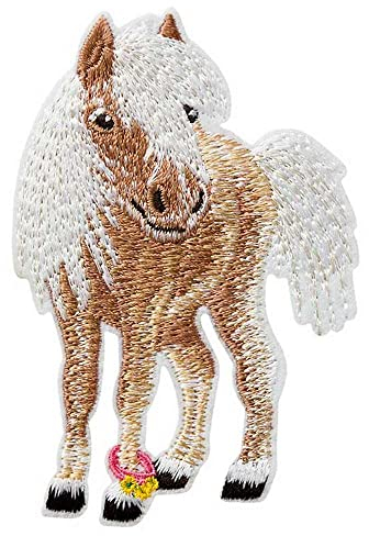 Mono Quick 14618 Pferd Pony weiß/braun Applikation, Bügelbild, Patch, Aufnäher