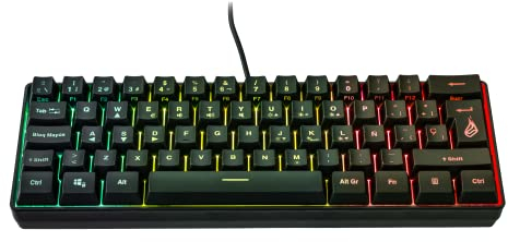 SureFire Kingpin X1 60% Gaming Tastiera Spanish, Gaming Multimedia Keyboard Piccola e Mobile, Tastiera RGB con illuminazione, 25 tasti anti-ghosting, layout spagnolo QWERTY