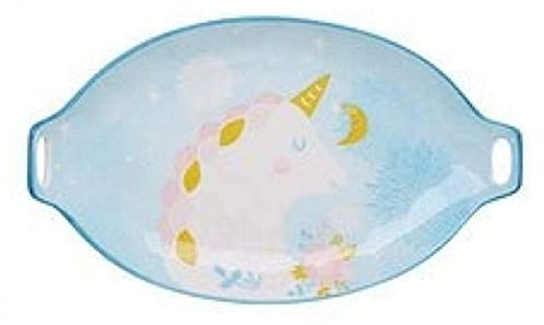 Plateau de service en céramique réutilisable de 33 cm, grandes assiettes de service avec poignées, joli motif dessiné à la main pour plats de fête, viande, apéritif, légumes (E)