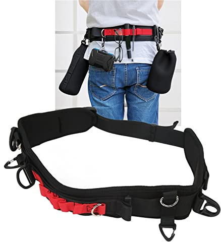 ciciglow Gebrauchsgürtel, Kamera Taille, Nylon Fotografie Gurt mit Haken, Doppel D Ente, Verstellbarer Kamerahalter Gürtel Zum Aufhängen von Stativ, Einbeinstativ, Kameratasche, Objektivtasche