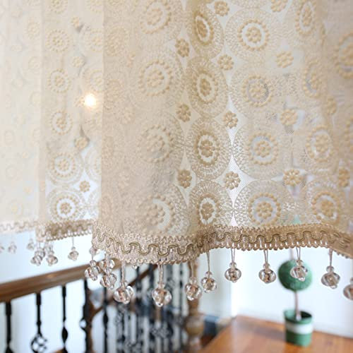 V3VOGUE Gardinen Türvorhänge Fenstergardine丨 1 Stück Vintage Spitze Scheibengardinen丨Bestickter Café Vorhänge Im Europäischen Hofstil丨für Wohnzimmer Küchen Esszimmer Fensterschal