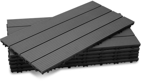 Cecaylie 18er Pack WPC Terrassenfliese,Holzfliesen 30x60 cm - 3 m² .Ideal für den Außenbereich Klickfliesen für Balkon, Garten & Terrasse | einfach, schnell & praktisch verlegt