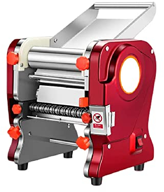 Macchina Pasta Fresca Elettrica Torchio per in Casa Ravioli Pizza Kitchenaid Casa Acciaio Inossidabile 0.1-20mm (22CM,Rosso-0.1~20mm)