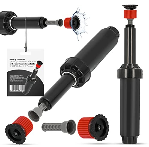Versenkregner Rasensprenger 7,6cm Verstellbare Sprinklerdüse 360° 3,6m Universelle Professionelle Bewässerung für Rasenflächen Garten Pflanzbeete Sprinkleranlage Automatischer Sprinklersatz