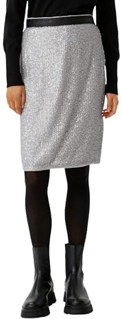 Comma Chiffon-Rock mit Pailletten