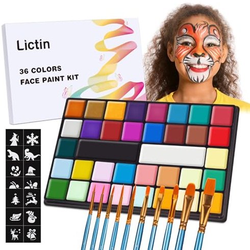 Lictin Peinture Visage 36 Couleurs - Kit de Professionnel Peinture Corporelle Pour la Visage Body Painting Dramatique Effets SpéCiaux Maquillage