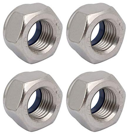 TA-VIGOR 4Pcs Hex Lock Nuts, M14 x 1.5mm Pitch Metric Fine Threaded Stainless Steel Insert Self-Locking Nuts for DIY & Motoring Projects