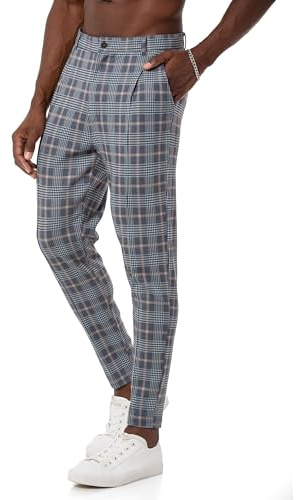 Redbridge Pantalon chino pour homme - Pantalon de loisirs à carreaux avec taille élastique - Pantalon de jogging décontracté