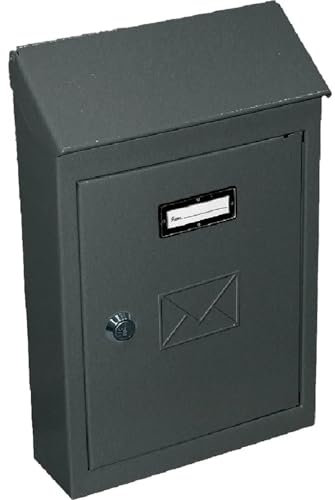 CASSETTA POSTALE ESTERNO A PARETE BUCA LETTERE IN ACCIAIO TETTO CHIAVE 30x20x6cm 2500CT3Y VULCANIA (Antracite)