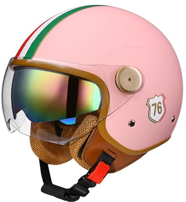 DOT/ECE-geprüft Retro-Motorradhelm, Rollerhelm mit Visier, offener halber Jethelm, Mopedhelm für Erwachsene Männer und Frauen