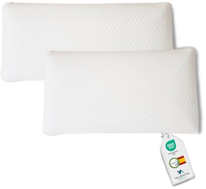 VALENTIA MEDICAL Pack 2 Almohada Viscoelástica 75cm - Núcleo con Funda Supersuave Lavable + Funda Interior - Optima Firmeza y Máximo Confort - Antiácaros - Adaptable al Cuello - Suaves y Ergonómicas