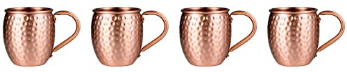 Niniang 4X 530ML 100% Pure Copper Mug Moscow Mule Cup Drum Cup Cocktail Cup Pure Copper Cup Restaurant Bar Cold Drink Cup, A