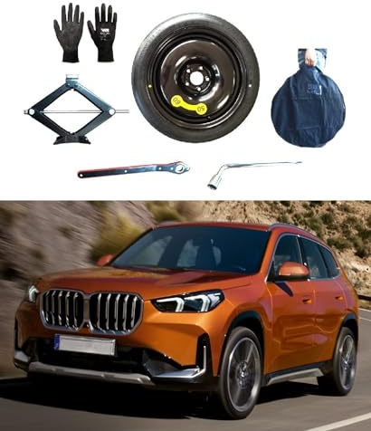 Notrad-Satz 17 Zoll kompatibel mit BMW X1 mit Wagenheber, Schlüssel und Tasche (2015>)