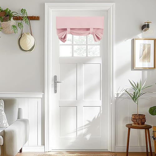 Vatge Baby Pink Door Curtains - Thermal Insulated Nursery Door Curtain Panel - Rose Blush Small Door Curtain Short French Curtains for Doors, 1 Panel, W24 x L18, Baby Pink