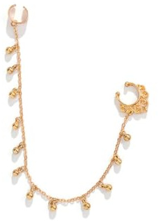Cubahop faux Septum perle étoile anneau de nez or avec chaîne chaîne nez à oreille gland pendu petite cloche boucle d’oreille Clip de nez boucles d’oreilles Non percées cerceau pour femme (B)