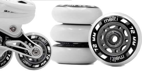 Molti Räder mit Kugellager MOLTI ABEC9 8er- Pack Indoor-/Outdoor-Rollschuh Räder Inlin-Skates Freizeitspaß (weiß, 72 mm)