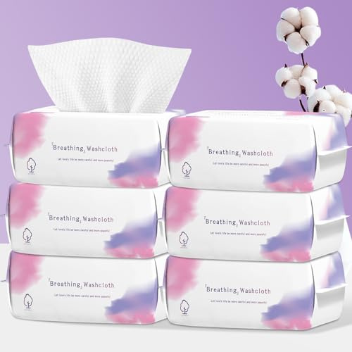 Disposable Face Towel 600 Count, Soft Cotton Face Towels, Dry Wipes Facial Cloths Towelettes for Washing and Drying, Lint Free Facial Tissue for Skincare, Makeup Remover and Cleansing