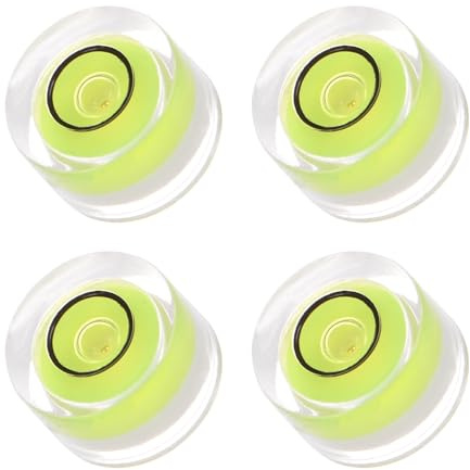 Kozelo 4Pcs Niveles Burbuja Circulares Pequeños - [10mm Diámetro 6mm Grosor] Herramientas Nivelación Mini Redondas Para Remolques Viaje, Plato Giratorio Cámara, Lima